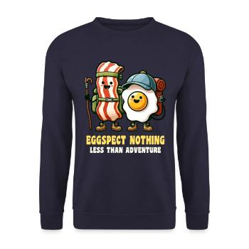 Eggspect, rien de moins que l’aventure - Sweat-shirt Unisexe - marine - Devant - Alina (178cm) & Michal (187cm)