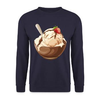 Vanilleeis Mit Schokosoße Genuss - Unisex Pullover - Navy - Vorne - Alina (178cm) & Michal (187cm)