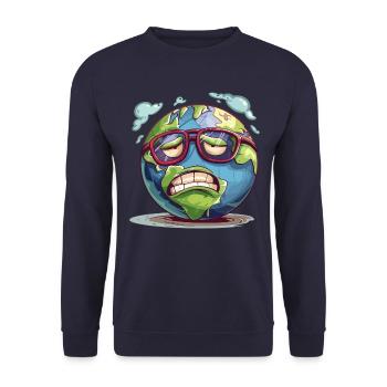 Warm up, save our climate now - Unisex Sweatshirt - navy - Front - Alina (178cm) & Michal (187cm)