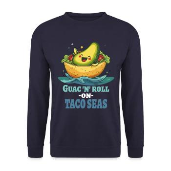 Guac N Roll Auf Taco Meeren - Unisex Pullover - Navy - Vorne - Alina (178cm) & Michal (187cm)