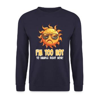 Zu Heiß Zum Anfassen Sonnendesign - Unisex Pullover - Navy - Vorne - Alina (178cm) & Michal (187cm)