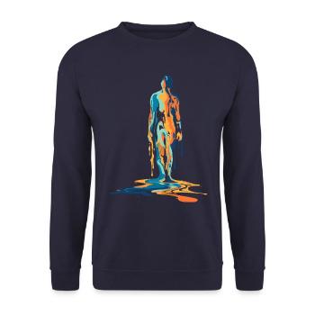 Colorful Melting Man - Unisex Sweatshirt - navy - Front - Alina (178cm) & Michal (187cm)