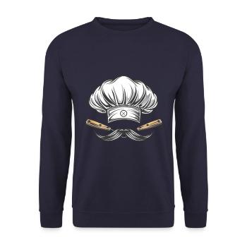 Toque de chef avec couteaux et moustache - Sweat-shirt Unisexe - marine - Devant - Alina (178cm) & Michal (187cm)