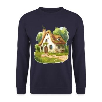 Idyllic fairytale house in the countryside - Unisex Sweatshirt - navy - Front - Alina (178cm) & Michal (187cm)