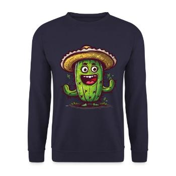 Funny cactus with sombrero dancing - Unisex Sweatshirt - navy - Front - Alina (178cm) & Michal (187cm)