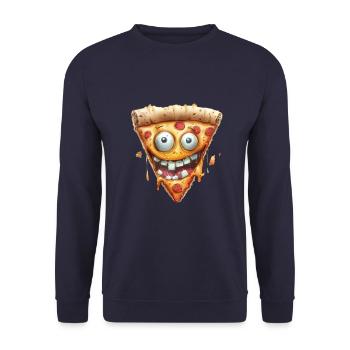 Funny Pizza Face For Humorous Moments - Unisex Sweatshirt - navy - Front - Alina (178cm) & Michal (187cm)