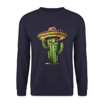 Funny cactus with sombrero - Unisex Sweatshirt - navy - Front - Alina (178cm) & Michal (187cm)
