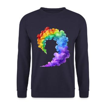Buntes Rauchprofil In Lebendigen Farben - Unisex Pullover - Navy - Vorne - Alina (178cm) & Michal (187cm)