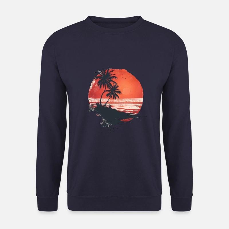 Tropical sunset with palm trees - Unisex Sweatshirt - navy
