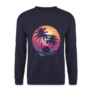 Sunny Palm Trees Sunset - Unisex Sweatshirt - navy - Front - Alina (178cm) & Michal (187cm)