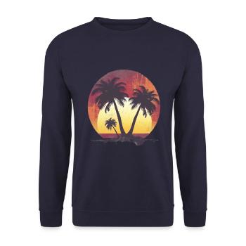 Coucher de soleil tropical et palmiers - Sweat-shirt Unisexe - marine - Devant - Alina (178cm) & Michal (187cm)
