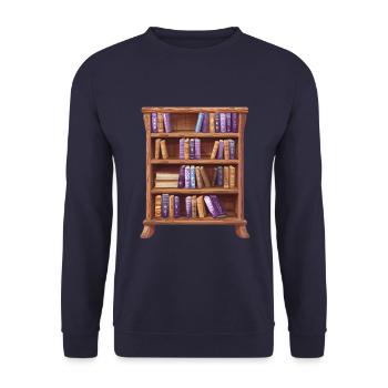 Magische Bücherregal Bezaubernde Motive - Unisex Pullover - Navy - Vorne - Alina (178cm) & Michal (187cm)