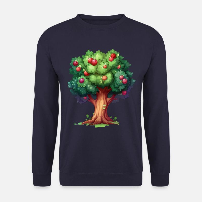 Farbenfroher Apfelbaum im Cartoon-Stil - Unisex Pullover - Navy