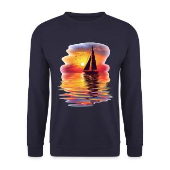 Voilier au coucher du soleil au bord de la mer - Sweat-shirt Unisexe - marine - Devant - Alina (178cm) & Michal (187cm)