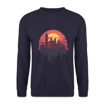 Silhouette citadine élégante au coucher du soleil - Sweat-shirt Unisexe - marine - Devant - Alina (178cm) & Michal (187cm)