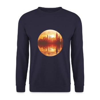 Sunset Cityscape Reflection - Unisex Sweatshirt - navy - Front - Alina (178cm) & Michal (187cm)