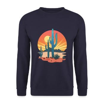 Sunset Cactus Desert Landscape - Unisex Sweatshirt - navy - Front - Alina (178cm) & Michal (187cm)