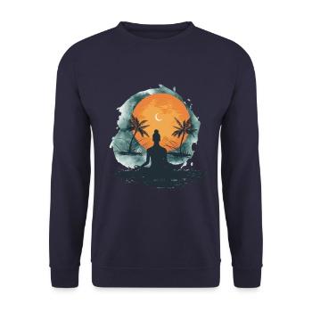 Méditation Coucher de soleil Île tropicale - Sweat-shirt Unisexe - marine - Devant - Alina (178cm) & Michal (187cm)