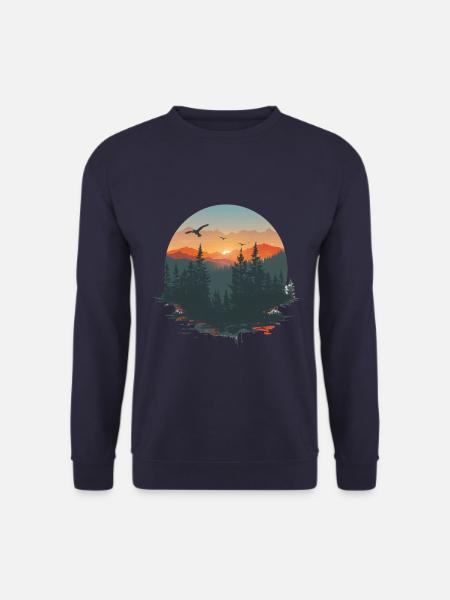 Berglandschaft Bei Sonnenuntergang Naturblick - Unisex Pullover - Navy