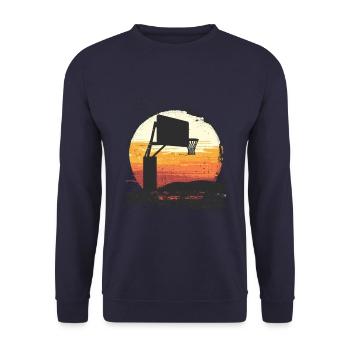 Sonnenaufgang Korbwurf Basketball Szene - Unisex Pullover - Navy - Vorne - Alina (178cm) & Michal (187cm)
