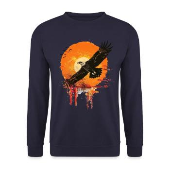 Aigle volant au coucher du soleil - Sweat-shirt Unisexe - marine - Devant - Alina (178cm) & Michal (187cm)