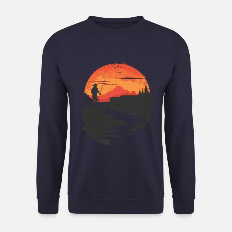 Sunset Angler Silhouette - Unisex Sweatshirt - navy