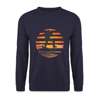 Silhouette de planche à roulettes coucher de soleil - Sweat-shirt Unisexe - marine - Devant - Alina (178cm) & Michal (187cm)