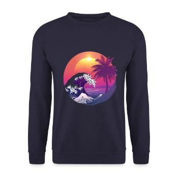 Ocean Sea Wave Sunset Background - Unisex Sweatshirt - navy - Front - Alina (178cm) & Michal (187cm)