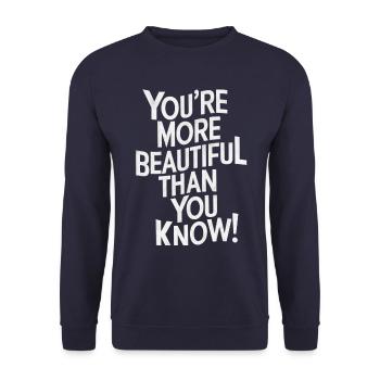 Tu es plus belle que tu ne le penses - Sweat-shirt Unisexe - marine - Devant - Alina (178cm) & Michal (187cm)