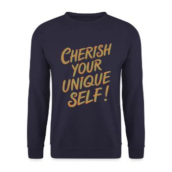 Cherish Your Unique Self Motivation - Unisex Sweatshirt - navy - Front - Alina (178cm) & Michal (187cm)