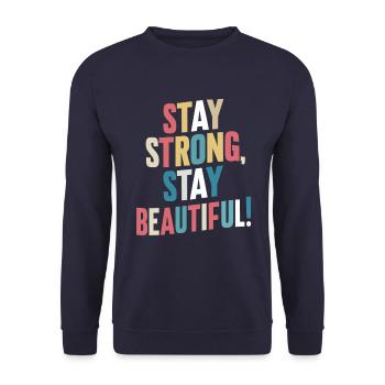Restez fort, restez beau Motif - Sweat-shirt Unisexe - marine - Devant - Alina (178cm) & Michal (187cm)