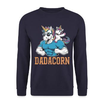 Strong dadacorn with muscles and unicorn - Unisex Sweatshirt - navy - Front - Alina (178cm) & Michal (187cm)