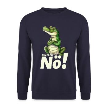 Krokodil Mit Einfach Nö Spruch - Unisex Pullover - Navy - Vorne - Alina (178cm) & Michal (187cm)