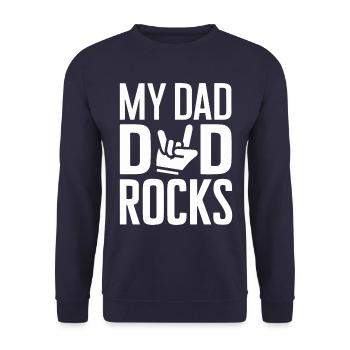 My Dad Rocks Zeig Deine Bewunderung - Unisex Pullover - Navy - Vorne - Alina (178cm) & Michal (187cm)