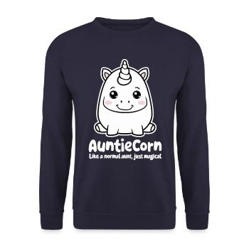 AuntieCorn Like a Normal Aunt Just Magical - Unisex Sweatshirt - navy - Front - Alina (178cm) & Michal (187cm)