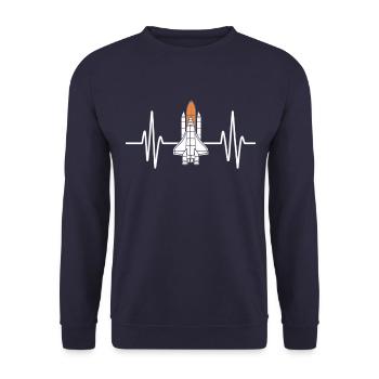 Herzschlag Space Shuttle Faszination - Unisex Pullover - Navy - Vorne - Alina (178cm) & Michal (187cm)