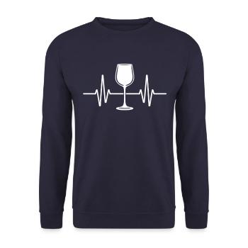 Wine glass heartbeat for wine lovers - Unisex Sweatshirt - navy - Front - Alina (178cm) & Michal (187cm)