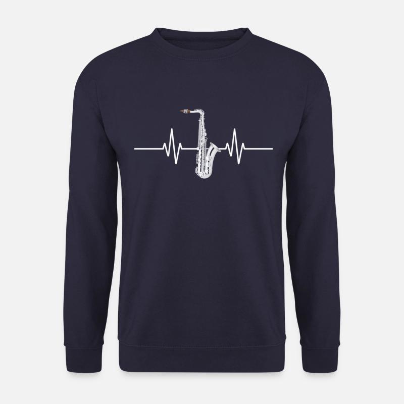 Saxophon Herzschlag Design Musikliebhaber - Unisex Pullover - Navy