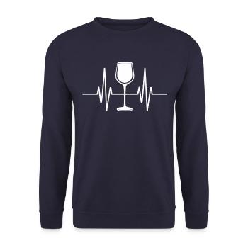 Wine glass heartbeat for wine lovers - Unisex Sweatshirt - navy - Front - Alina (178cm) & Michal (187cm)