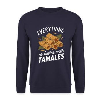 Everything is better with tamales - Unisex Sweatshirt - navy - Front - Alina (178cm) & Michal (187cm)