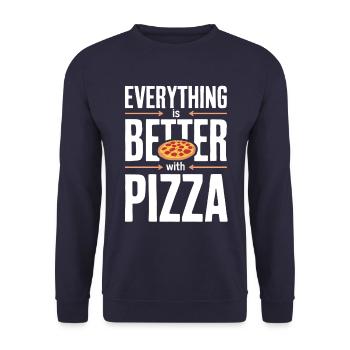 Everything is better with pizza - funny pizza - Unisex Sweatshirt - navy - Front - Alina (178cm) & Michal (187cm)