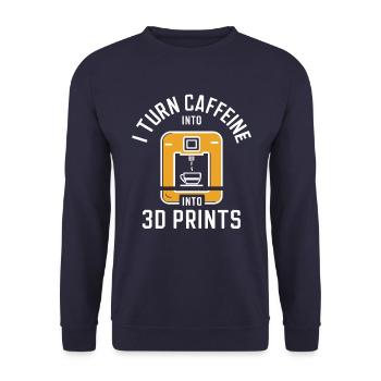 Ich Verwandle Koffein In 3D Prints 3D Drucker - Unisex Pullover - Navy - Vorne - Alina (178cm) & Michal (187cm)