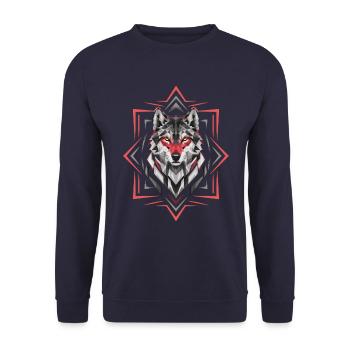Oeuvre d’art géométrique loup rouge noir - Sweat-shirt Unisexe - marine - Devant - Alina (178cm) & Michal (187cm)