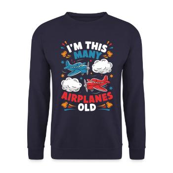 Ich Bin So Viele Flugzeuge Alt - Kinder 2 Jahre - Unisex Pullover - Navy - Vorne - Alina (178cm) & Michal (187cm)