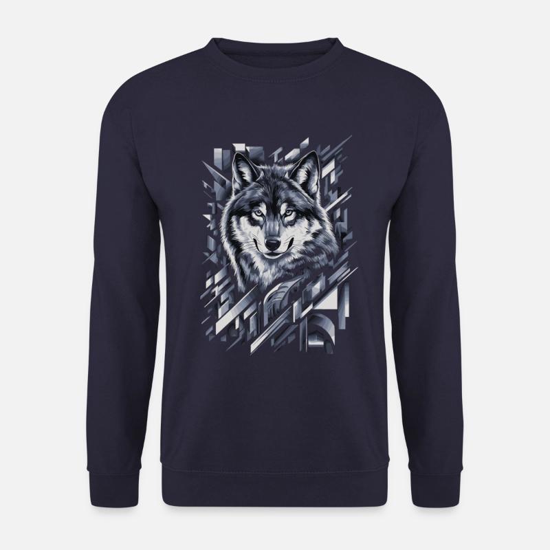 Wolf Artwork Geometric Shapes - Unisex Sweatshirt - navy