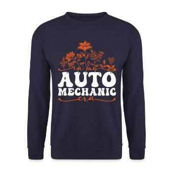 In My Auto Mechanic Era Blumenmotiv - Unisex Pullover - Navy - Vorne - Alina (178cm) & Michal (187cm)
