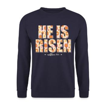 He Is Risen Christian Jesus Jesus - Unisex Sweatshirt - navy - Front - Alina (178cm) & Michal (187cm)