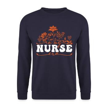 In My Nurse Era Blumenmotiv Pflege - Unisex Pullover - Navy - Vorne - Alina (178cm) & Michal (187cm)