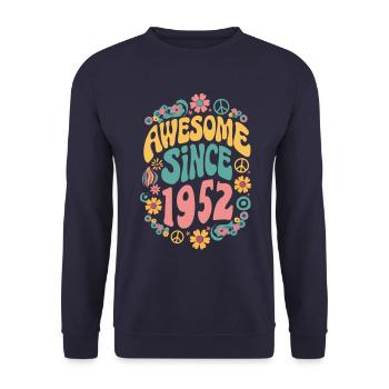 Awesome Since 1952 Blumen Hippie Geboren Jahr 1952 - Unisex Pullover - Navy - Vorne - Alina (178cm) & Michal (187cm)