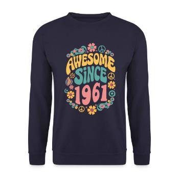 Awesome Since 1961 Flowers Hippie Born Year 1961 - Unisex Sweatshirt - navy - Front - Alina (178cm) & Michal (187cm)